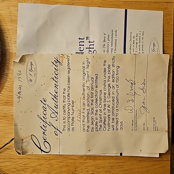 The Spirit of Christmas First issue "Silent Night " W.L. Geo Fine China - Picture 4 of 7